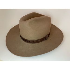 STETSON Vintage Brown Taupe Cowboy Felt Hat 4X XXXX Unisex 7.5 Leather Band